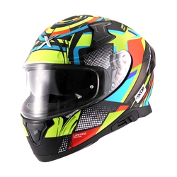Axor Apex Vivid Full Face Helmet With Double D-Ring (Dull Black Neon Yellow, M)